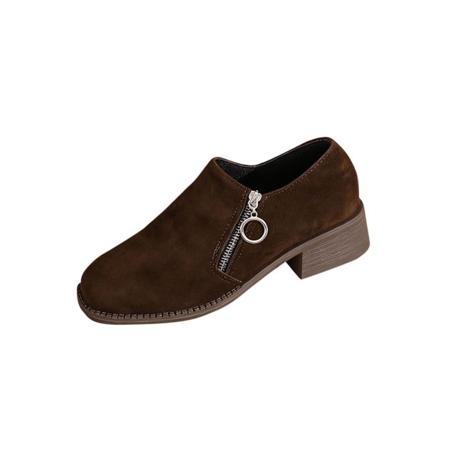 Women's Comfortable AllSeason DeepMouth Shoes: Solid Color, Round Toe, Side Zipper, Thick Low Heels, Perfect Comfort