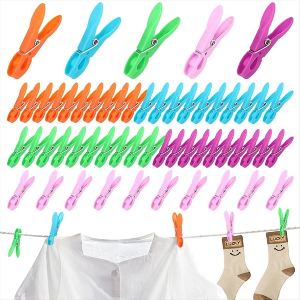 Paquete de 50 Pinzas para Ropa, Pinzas para Ropa Sin Impresión, Pinzas para Ropa de Plástico con Agarre Fuerte, Pinzas para Ropa para Tendedero, Toalla