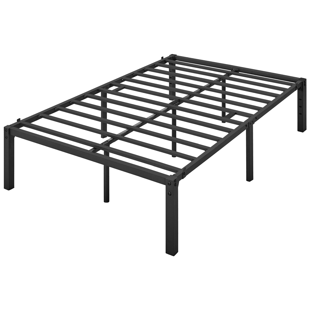 Fullfurnique Metal Platform Bed Frame with Heavy Duty Steel Slat Support, Twin, Black