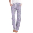 thumbnail image 1 of Mefallenssiah Mode Femmes Pantalon Décontracté Imprimé Floral Élastique Ample Jambe Large Droite, 1 of 4
