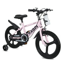 iRerts Kids Bike, 16 Inch Kids Bicycle for Boys Girls Ages 3-7, Toddlers Bike with Water Bottle Holder, Training Wheels with Night Glow, Adjustable Seat, Pink