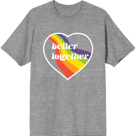 Pride Better Together Adult Heather Gray Crew Neck Short Sleee Tee-3XL