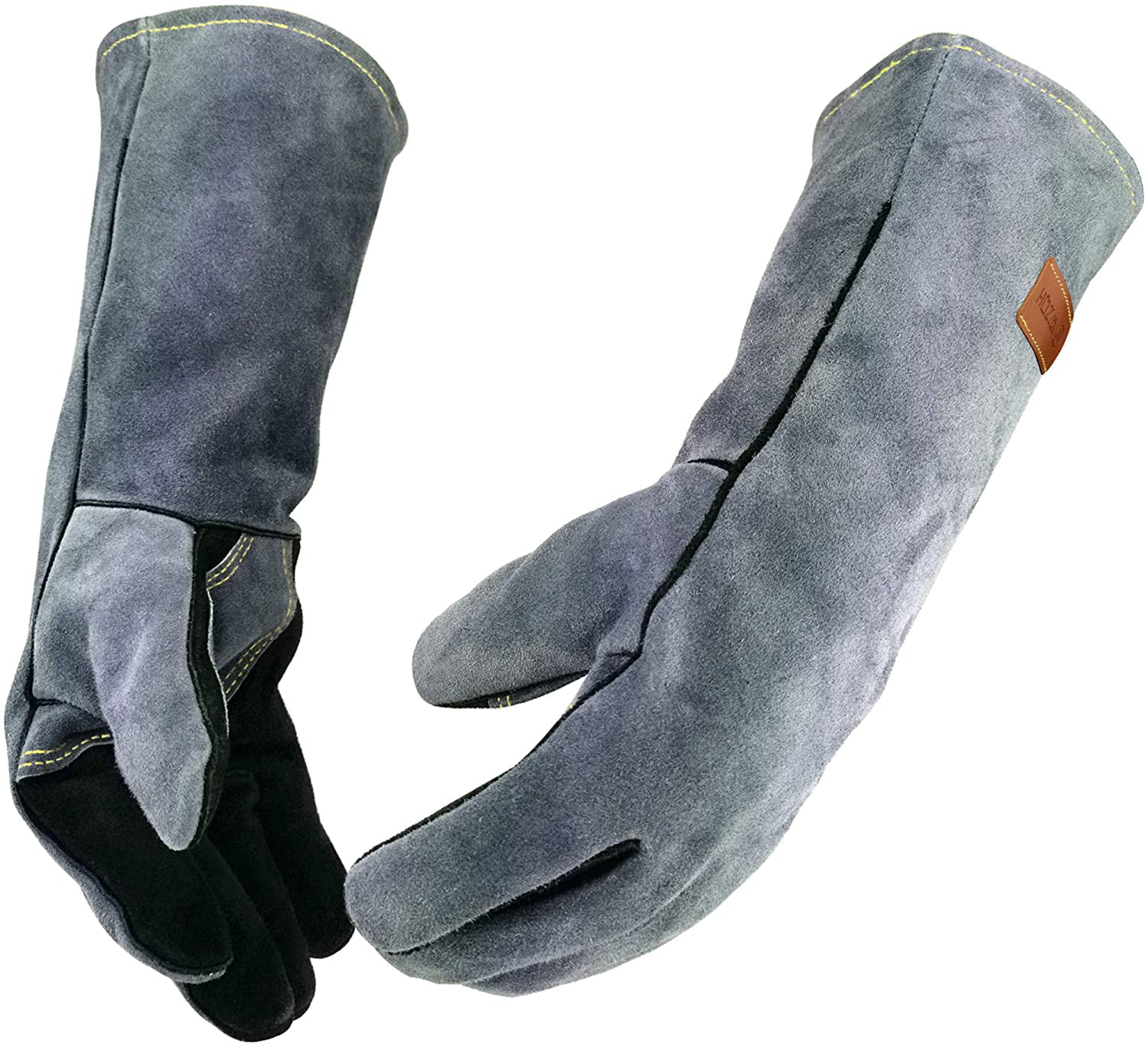Welding Gloves Heat Resistant Leather Pot Holder Animal Handling Oven Mitts 