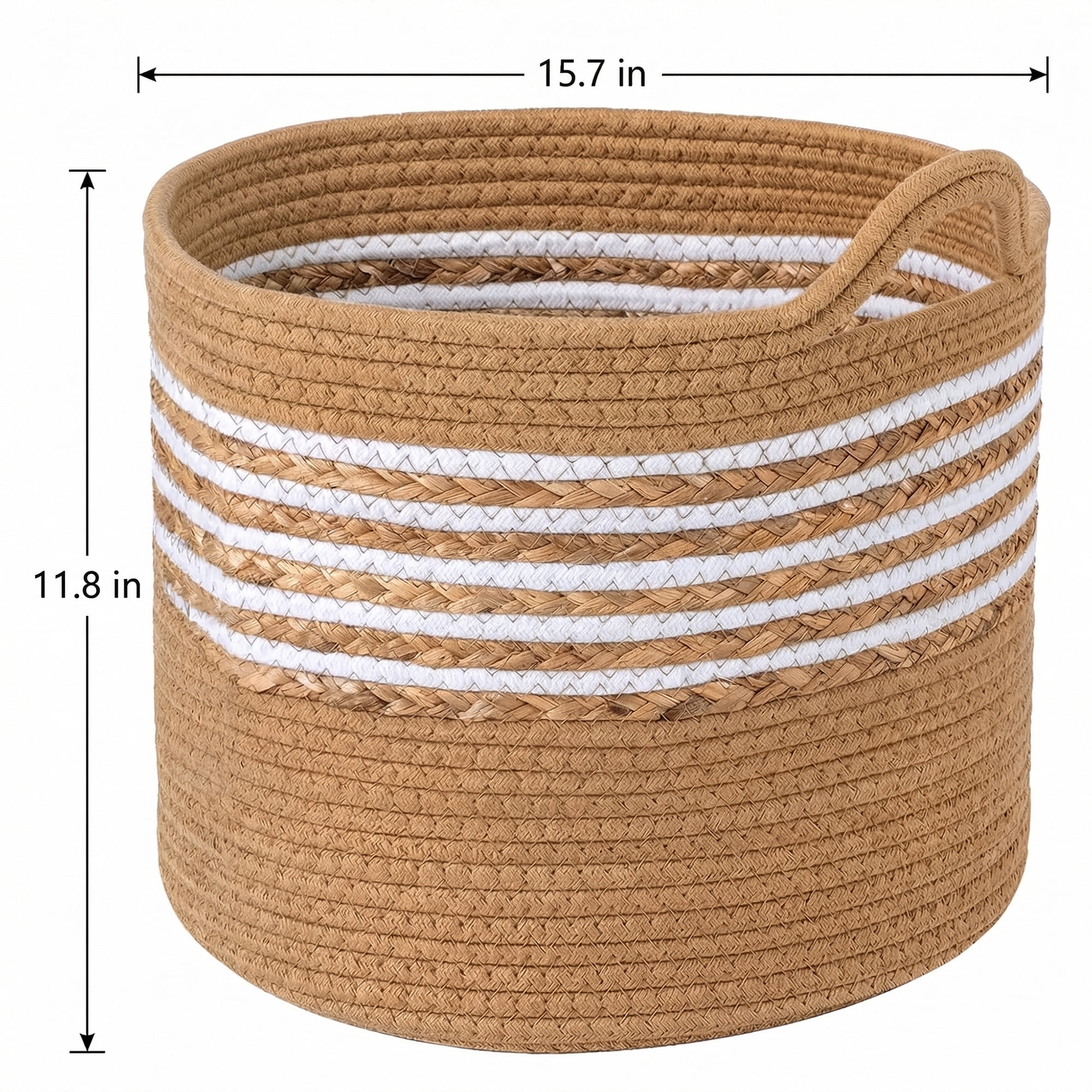 Unique Bargains Multiple Use Woven Storage Bin for Home Light Brown 15.7*15.7*11.8in