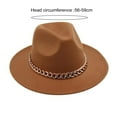 thumbnail image 6 of Skymirror Performance Hat Thick Chain Decor Dome Solid Color Jazz Hat Wide Brim Retro Photo Prop Fedora Winter Autumn Panama Cap, 6 of 8