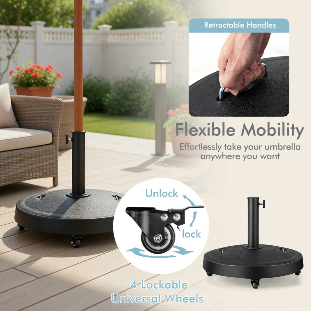 Resenkos Outdoor Umbrella Base, 27 lbs Patio Market Umbrella Base Stand, Black