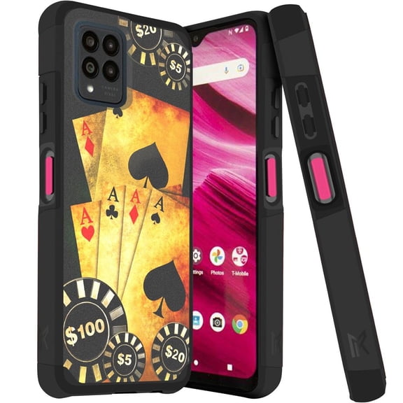 MetKase Hybrid Series Case for T-Mobile REVVL 6 Pro 5G (Magnetic Mount Ready Dual Layer Slim Cover) - Poker Aces