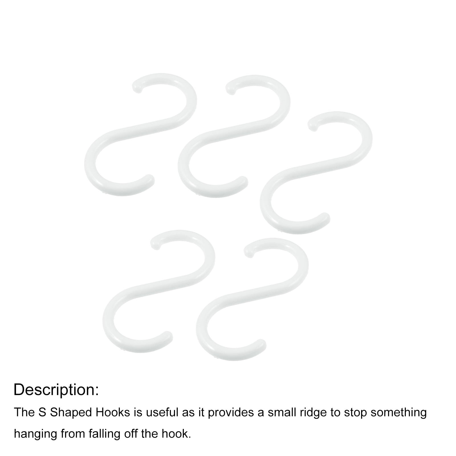 Unique Bargains Plastic S Shape Hanger Hook for Home Clothing Baskets, 5 Pieces, White