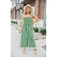 thumbnail image 2 of Women's Jumpsuit-Casual Off Shoulder Sleeveless Ruffle Button Belt Wide Leg Jumpsuits Rompers Summer, 2 of 6