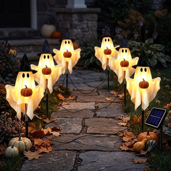 Dalxymotic Halloween Solar Stake Light, Witch Hat Pumpkin Yard Lamp, Outdoor Pathway Glowing Light Decor Accent, Halloween Decorations Indoor Outdoor for Yard, Garden, Lawn, Path