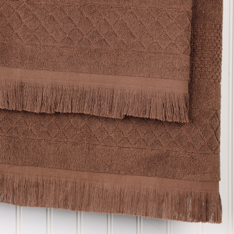 Superior Rolla Geometric Cotton 2 Piece Bath Sheet Set, Quick-Dry Ultra Soft Towels, Chocolate