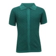 thumbnail image 2 of DDAPJ pyju Mens Knitting Cotton Shirt Slim Fit Short Sleeve Button Down Shirts Textured Casual Summer Tops Green XL, 2 of 7