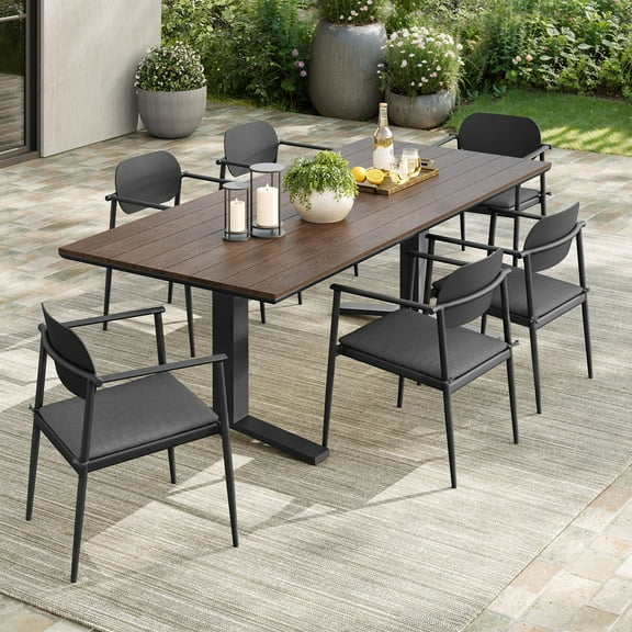 Modway Aeris 7-Piece Outdoor Patio Aluminum Dining Set in Charcoal by Modway