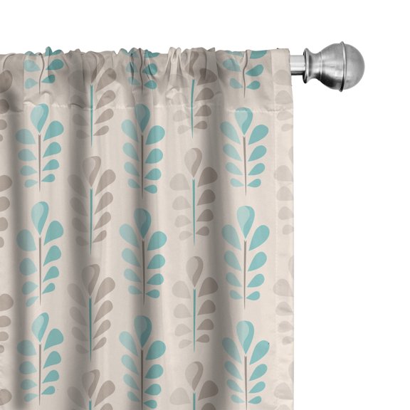 Ambesonne Floral Window Curtains, Botanical Sapling Artwork, Each 28" W x 84" L, Champagne and Seafoam