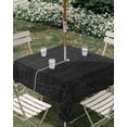 thumbnail image 3 of Square Outdoor Tablecloth with Umbrella Hole Black Burlap Texture Outside Table Cloth Waterproof Patio Table Cover Farmhouse Vintage Black Zipper Tablecloths for Picnic Party Camping 54x54 Inch, 3 of 8