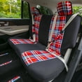 thumbnail image 5 of FH Group Tartan57 Universal Fit Cloth Car Seat Covers, Solid Back Rear Bench for Auto, SUV, Sedan and Van with Steering Wheel Cover - Red Full Set, 5 of 8