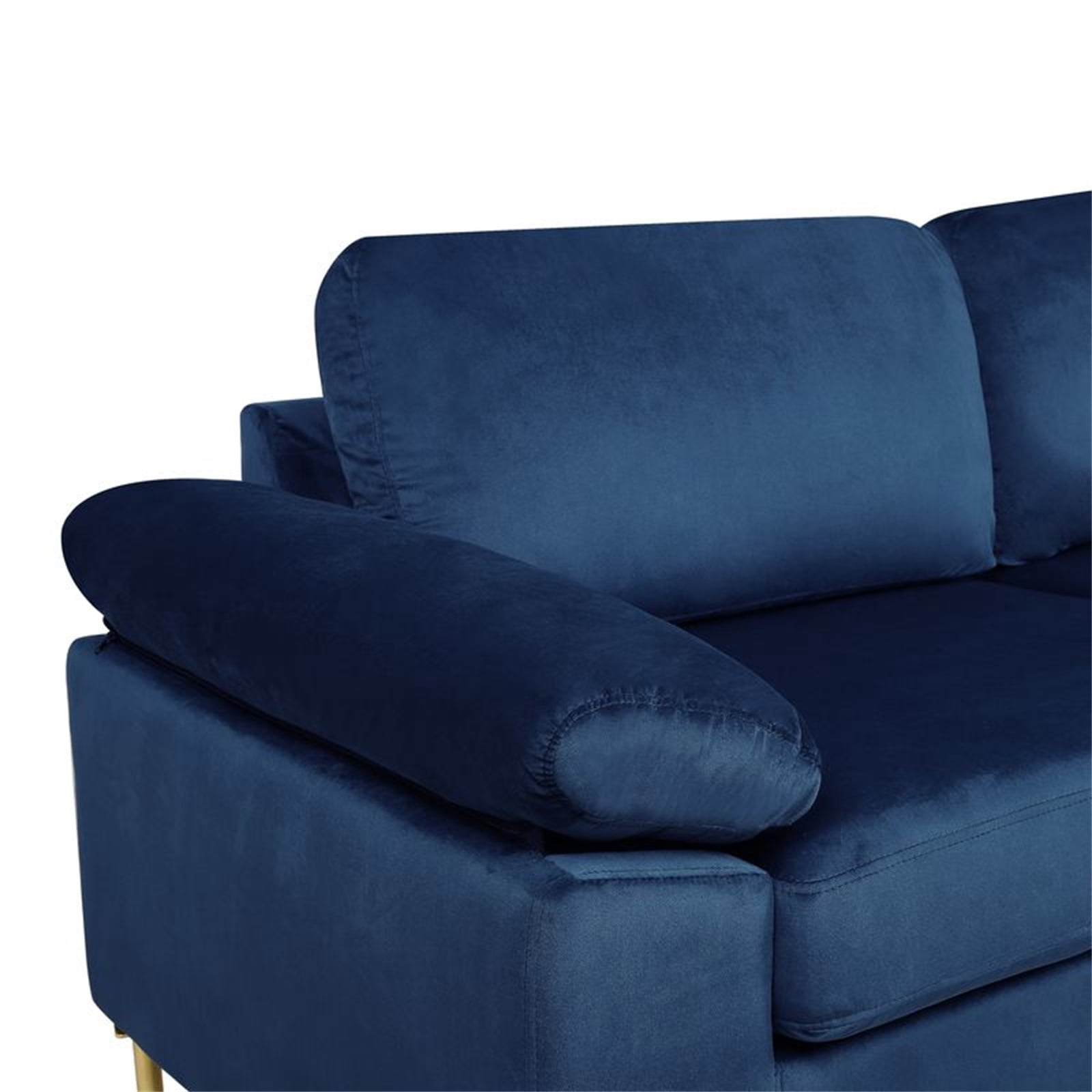 Hommoo Velvet L-Shaped Sectional Sofa with Chaise, Modern Living Room Sofa Set, Blue