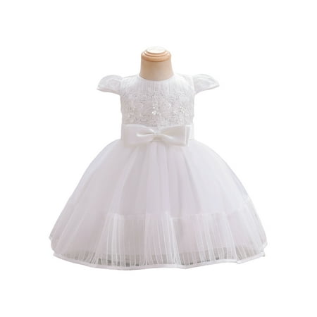 

PBaeM Baby Girls Flower Mesh Puffy Bow Knot Gown Dress Birthday Wedding Party Tulle Ball Gown