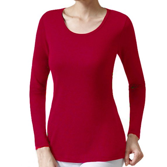 Women Long Sleeve Stretch Round Neck Solid Stretch Seamless Shirt