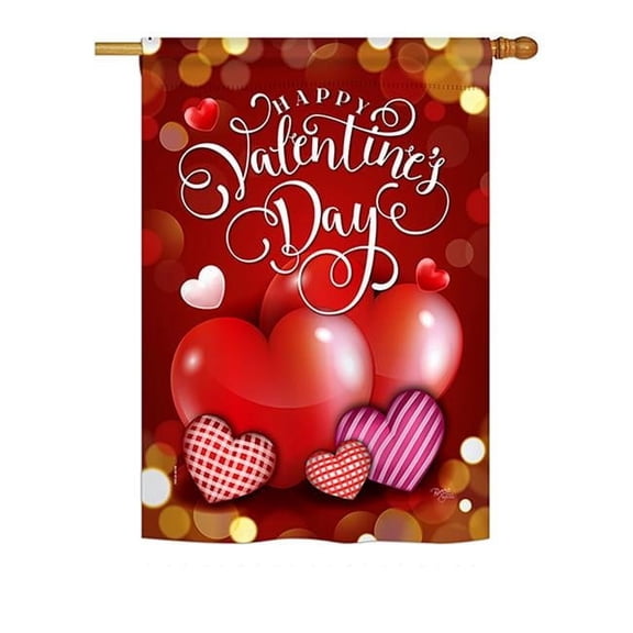 28 x 40 in. Beloved Valentines Day Spring Valentines Impressions Decorative House Flag