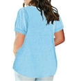 thumbnail image 4 of Women's Fashion Color Block Gradient Print Top - V Neck Short Sleeve Casual Loose Blouse, Polyester Summer Style, 4 of 6