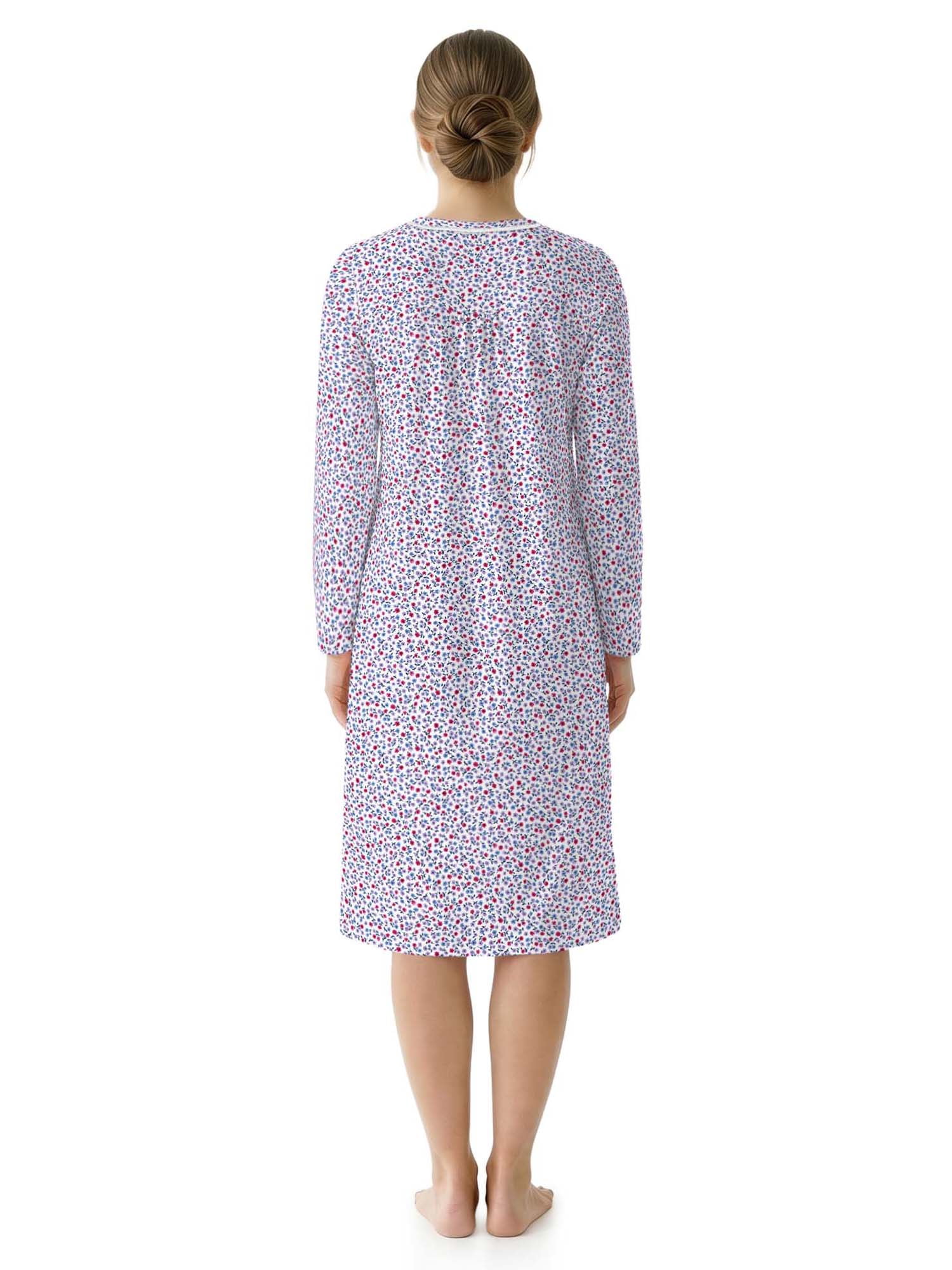 Aria Women’s Long Sleeve Stretch Velour 44" Sleepwear Nightgown, Sizes XS-5X
