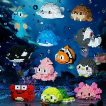 12 Set Marine Animal Mini Building Blocks Kit, Detailed Ocean Creatures Including Turtle, Shark, Whale, Clownfish, Octopus & More, Perfect STEM Building Toy for Hobbyists, Collectors & Gifts