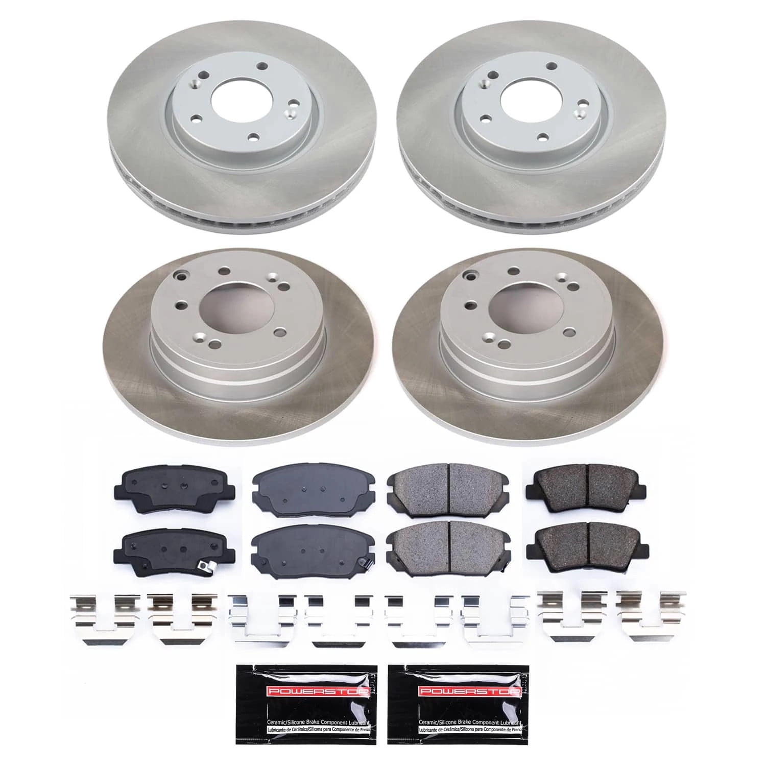 PowerStop Front and Rear Semi-Coated Rotor and Low-Dust Ceramic Brake Pad Kit SC9061