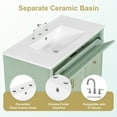 thumbnail image 4 of Euroco 36" Bathroom Vanity with Sink, Green Solid Wood Bathroom Cabinet with Flip Drawer, 3 Drawers & 2 Doors, Elegant Design with Golden Metal Handles, Modern MDF Vanity, 4 of 9