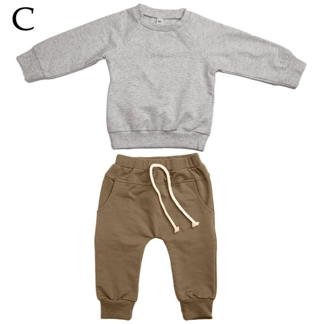 Ensemble de Vêtements pour Bébé Garçon Manches Longues Col Rond Chandail en Molleton Hauts Pantalons Décontractés - P8W5