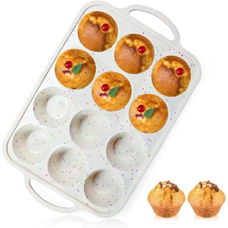 LQQBOX 1 Pack 12 Cups Cupcake Pan, Non-Stick Muffin Tin for Baking Muffin Cakes, Tart, BPA Free and Dishwasher Safe - With - Colored Dots