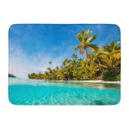 Turquoise Decor GODPOK Stunning Tropical Island with Palm Trees White Sand Turquoise Ocean Water and Blue Sky at Cook South Rug Doormat Bath Mat 23.6x15.7 inch ()