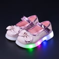 thumbnail image 2 of Quealent Light Up Toddler Little Girls Dress Ballet Mary Jane Bow Flat Shoes Red for Size 9, 2 of 7