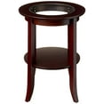 thumbnail image 2 of Frenchi Meubles - Table d'Appoint en Bois de Gênes, Table d'Appoint Ronde / Table d'Accent, Verre Encastré Espresso, 2 of 5