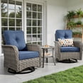thumbnail image 2 of Ovios 3 Pieces Patio Furniture Set 2 Swivel Rocking Chairs Wicker Glider Chairs with Side Table for Backyard or Balcony, 2 of 8