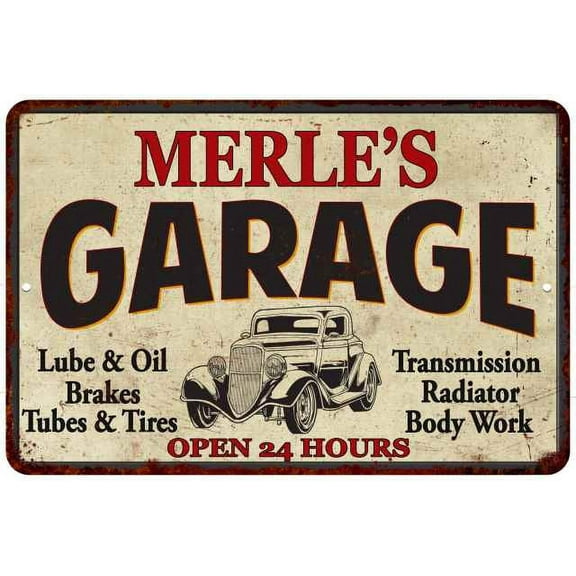 MERLE'S Garage Man Cave Metal Sign Decor 8x12 108120014471