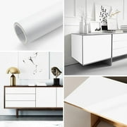 Thick White Contact Paper Matte White Wallpaper 16x198 Waterproof Peel and Stick Wallpaper Decorative Self-Adhesive Vinyl Film Wrap Contact Paper for Walls Furniture Countertop