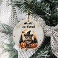 thumbnail image 3 of Happy Halloween Maine Coon Witches Hat Pumpkin Carving Ceramic Round Ornament Cat Lover Kitten Owner Gifts Home Tree Decor - 02019, 3 of 5