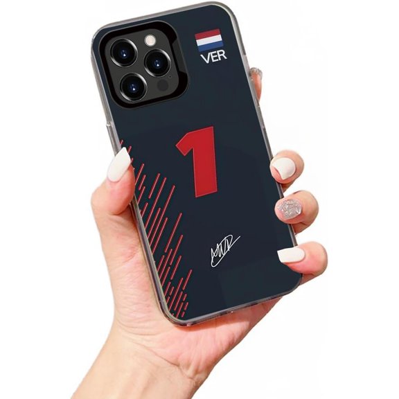 Racing-Inspired Tough Phone Case Compatible with iPhone 16 Pro Max | Cool Race Suit Accessories Shockproof Protective Cover Case (NO.1 Blue)