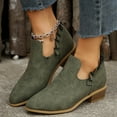 thumbnail image 5 of Women's Ankle Boots Slip on Chunky Heel Cutout Short Booties Suede Dress Western Fall 2025 Work Shoes, 5 of 8