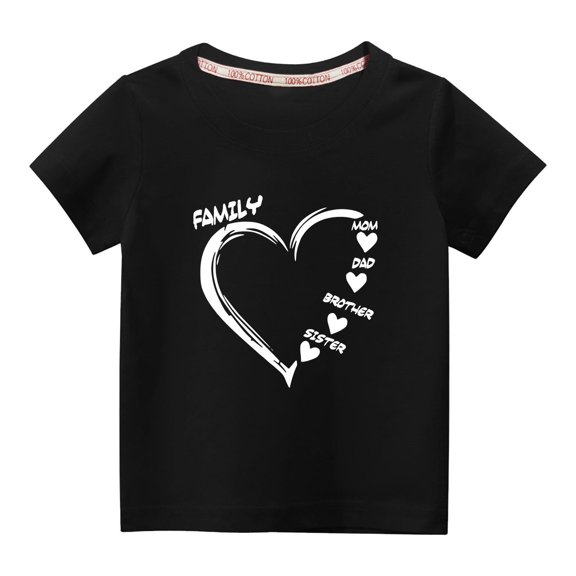 Virmaxy Unisex Kids Family Valentine's Day Basic Tee Toddler Baby Boys Girls Letter Love Graphic T-shirt Spring Summer Beach Cotton Tops Black-A 4T