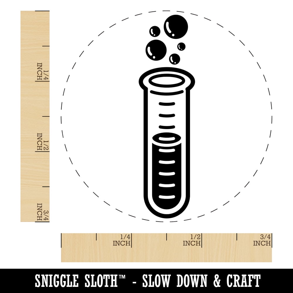 Glass Bubbling Test Tube Chemistry Science Self-Inking Rubber Stamp Ink Stamper - Brown Ink - Small 3/4 Inch