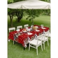 thumbnail image 3 of Outdoor Tablecloth with Umbrella Hole and Zipper, Christmas Red Rectangle Table Cloth 52x70 Inch Waterproof Tablecloth, Xmas Snowman Poinsettia Flower Winter Snowflakes Picnic Table Cover for Patio, 3 of 7