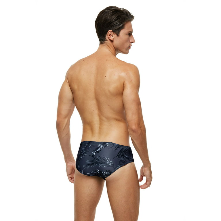 grey men's low waist lace triangular printing anti-embarrassment swimming  hot spring shorts swimming trunks