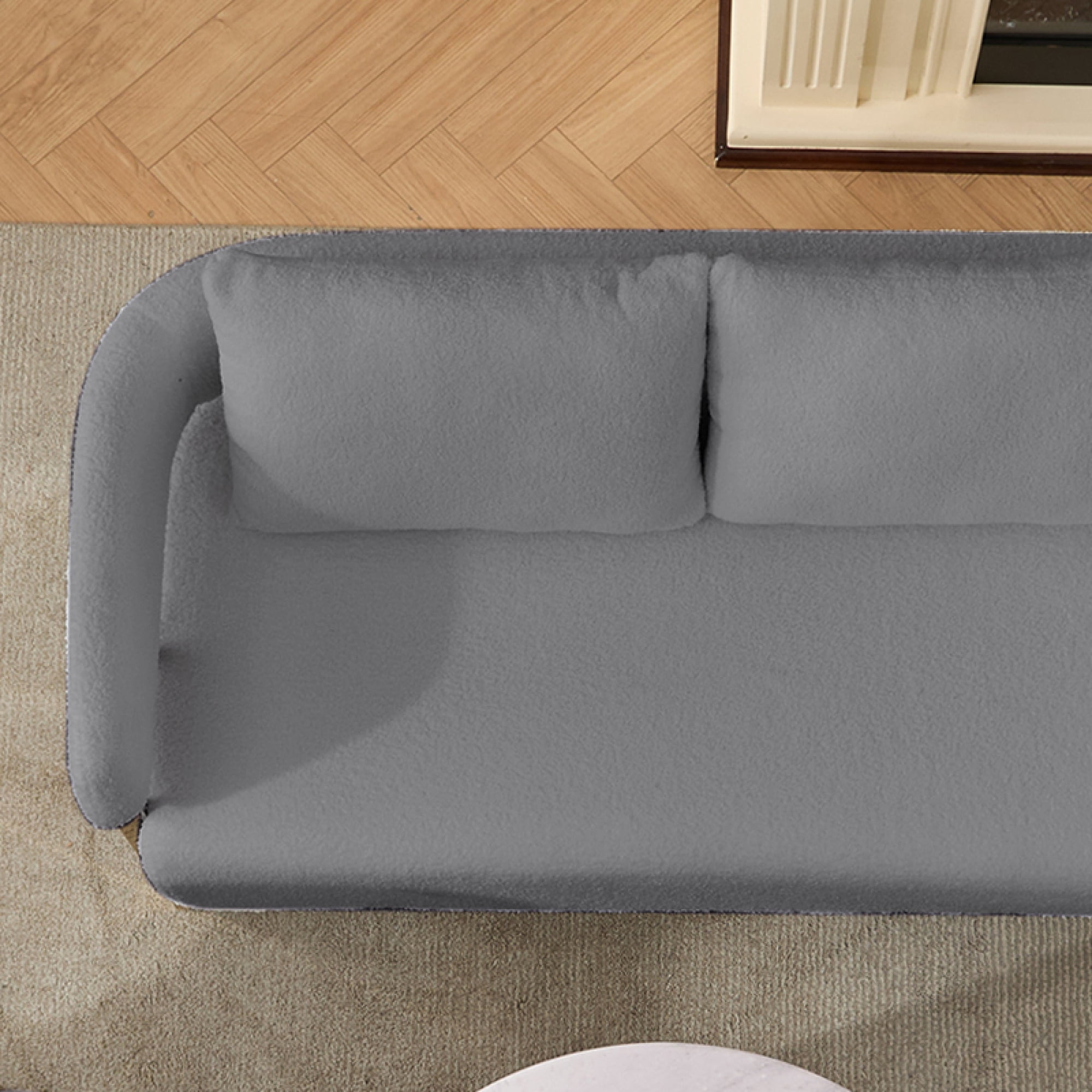 51" Small Sofa Couch Comfy Modern Teddy Upholstered 2-Seater Love Seats for Apartment,Bedroom,Office,Grey