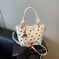thumbnail image 3 of HUISZJ Shoulder Bag Cherry Printed, PU Leather Crossbody Bag, Adjustable Removable Strap Trendy Top-handle Bag for Travel Commute Work (White), 3 of 10