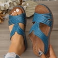 thumbnail image 2 of CYMMPU Women's Woven Strap Wedge Slide Sandals, Open Toe Platform Slip On Slippers, Comfort Outdoor Summer Walking Footwear Blue 40, 2 of 9