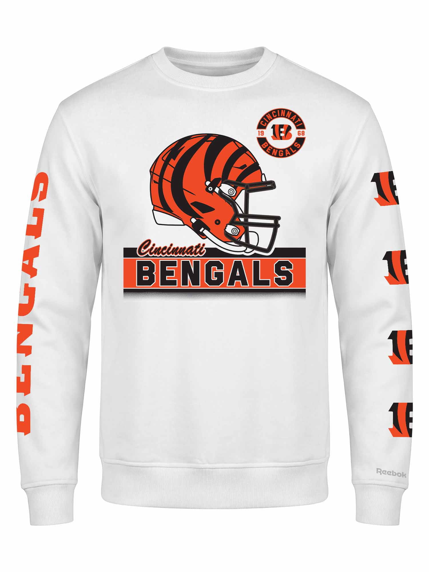 Cincinnati Bengals Reebok Mens White Crew Sweatshirt