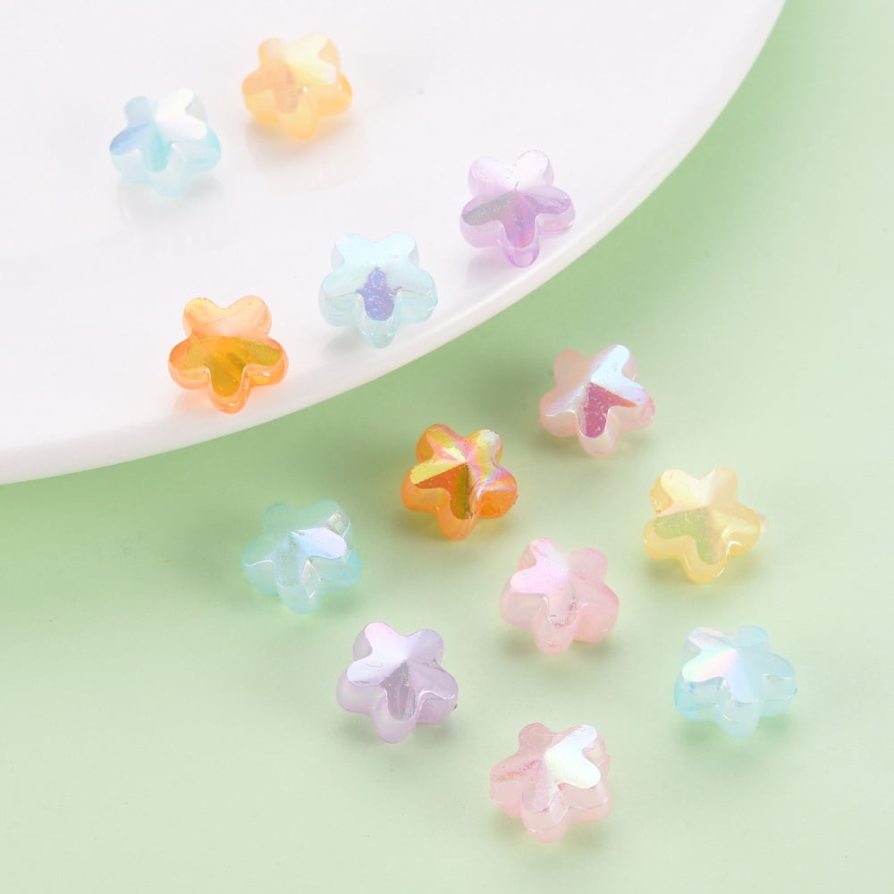 Imitation Jelly Acrylic Beads AB Color Plated Flower Mixed Color 11x12x7.5mm Hole: 2.5mm about 890pcs/500g