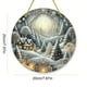 thumbnail image 3 of Puntoco Letrero de madera circular con hermosa vista nocturna y nieve navideña, número de puerta, pintura en madera, decoración, jardín, porche, 3 of 6